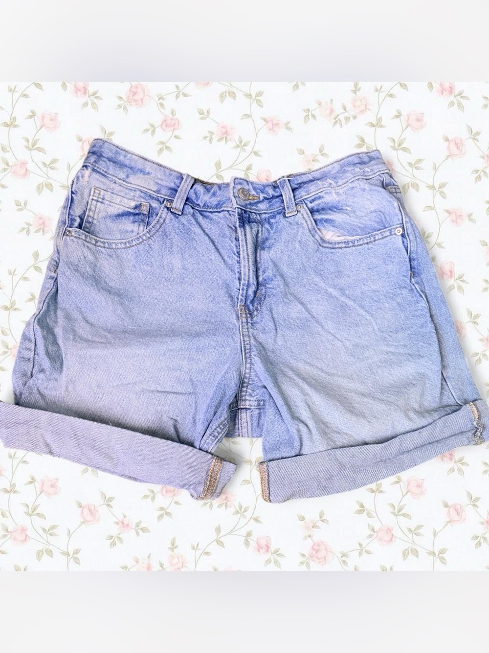 wild fable Light Blue Rolled-Hem Denim Shorts